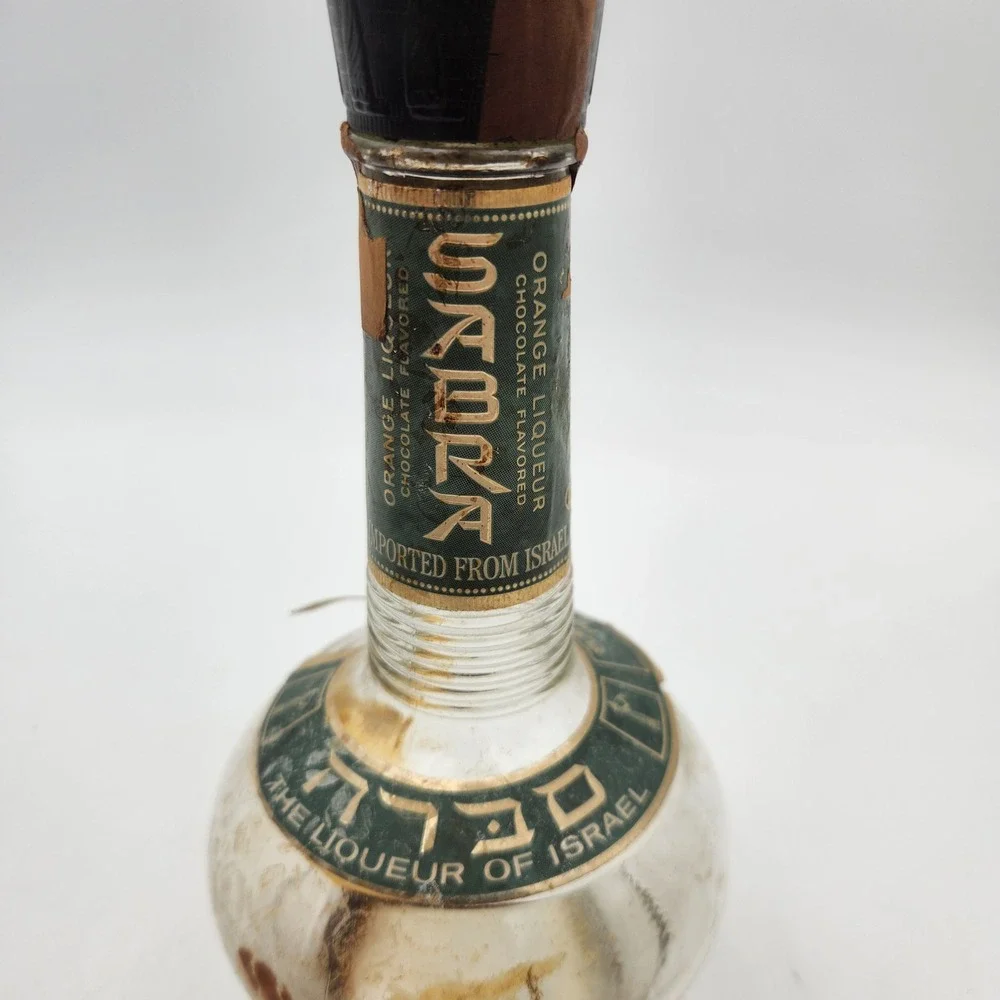 Vintage Sabra Orange Chocolate Liqueur Empty Glass Bottle Israel Park Avenue NY